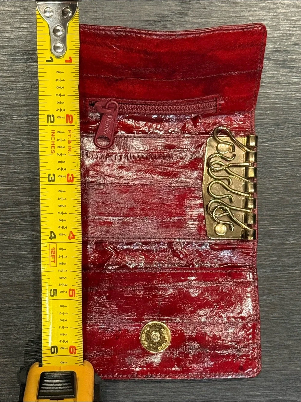 Vintage Bugatti Red Eel Skin Key Case & Zipper Pouch